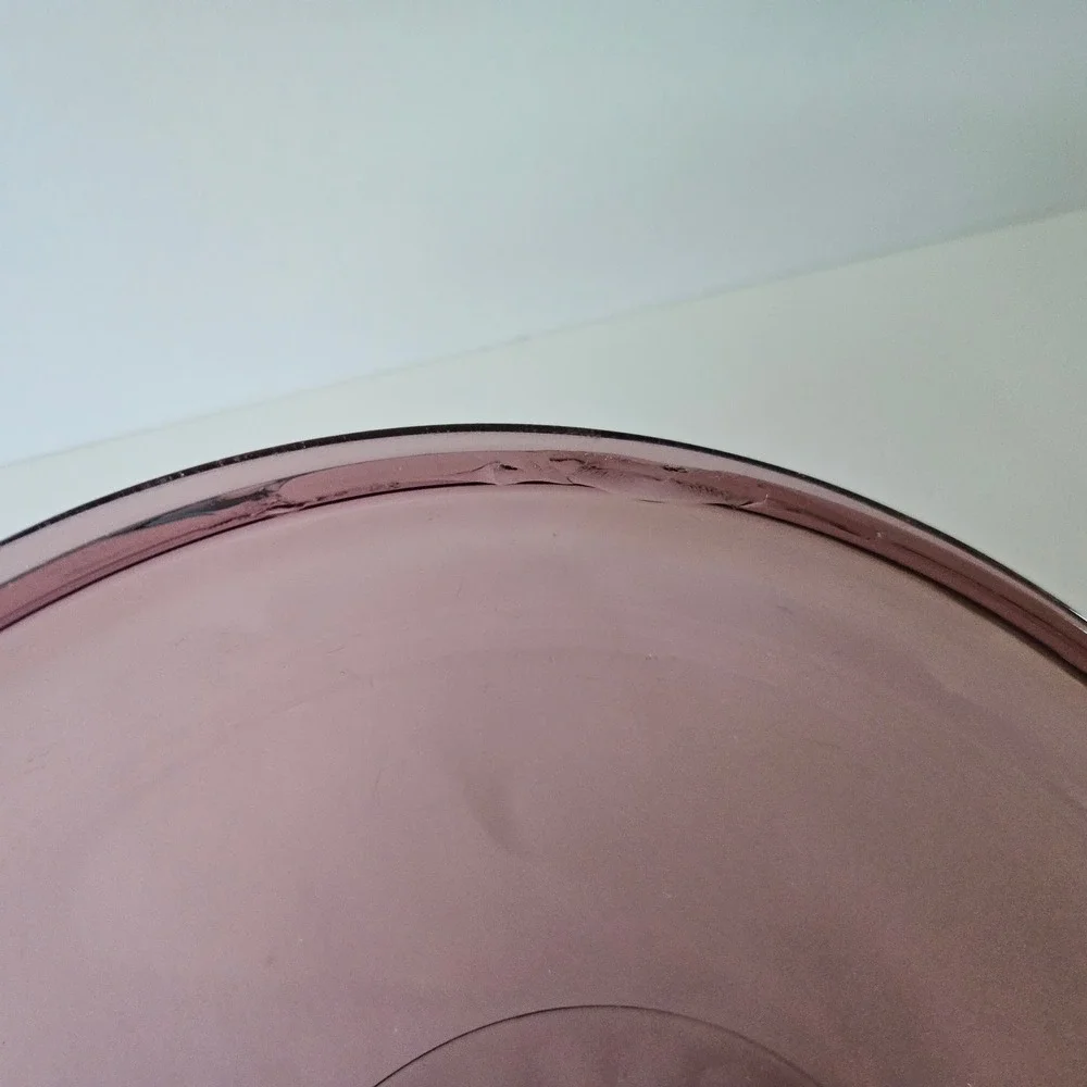 Vtg Pyrex Visions Corning 2qt Ribbed Casserole Dish w Lid - Cranberry Glass